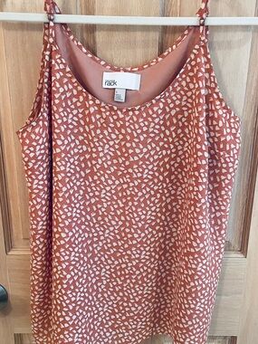 Nordstrom Rack Coral and White Printed Spaghetti-Strap Top